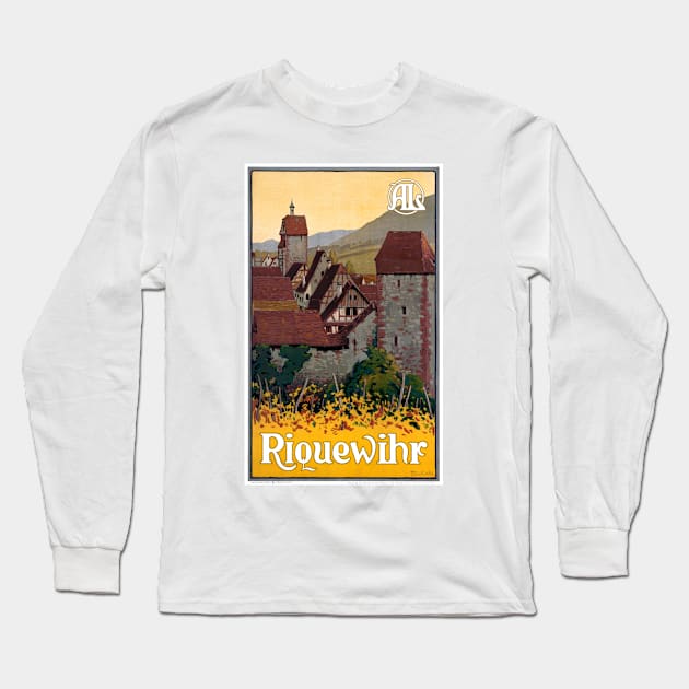 Vintage Travel Poster France Riquewihr Long Sleeve T-Shirt by vintagetreasure